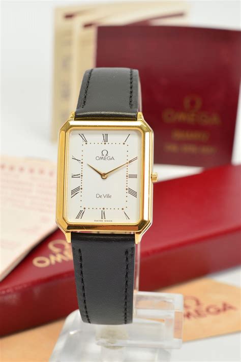 omega de ville gold watch price|Omega De Ville rectangular watches.